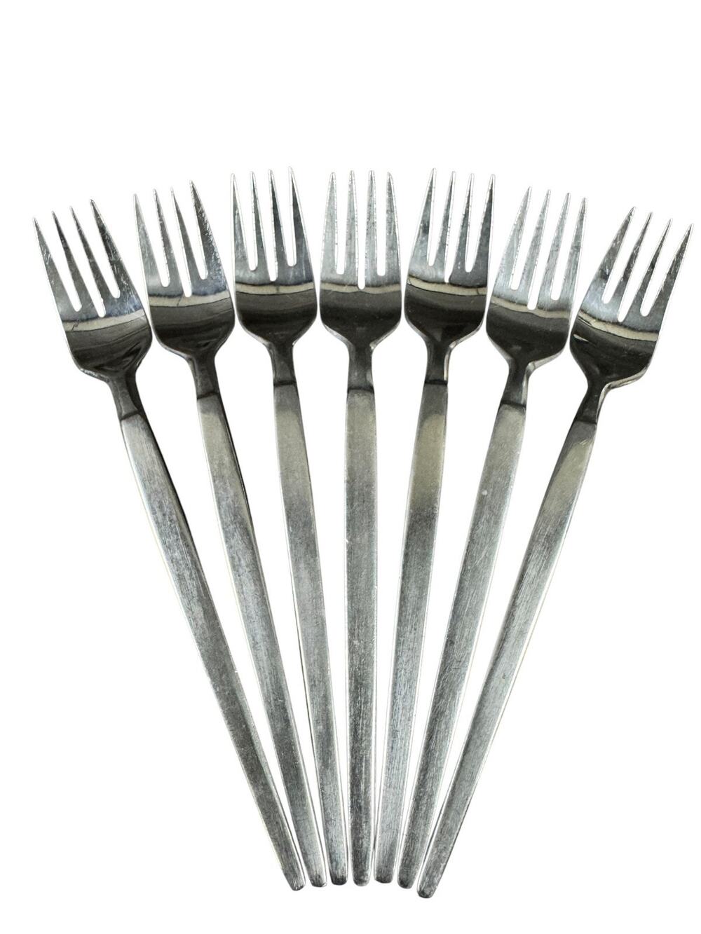 Vintage MCM SRI Stanley Roberts Astro Flatware Japan - 7 Dessert Forks 6.5"